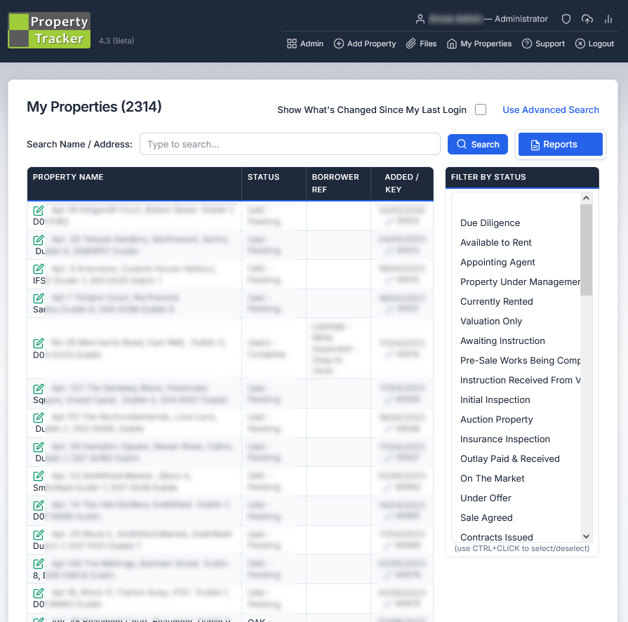 Property Tracker - Property List